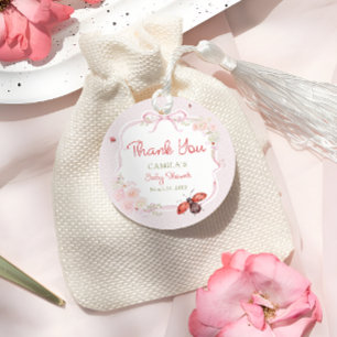 Étiquettes Cadeau Petit Bug de l'Amour Bloom Rose Baby Shower Merci