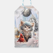 Étiquettes-cadeau Petit chaton avec oiseau. (Dos)