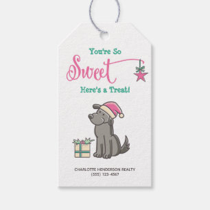 Étiquettes-cadeau Petit Chien de Noël Voici un grand Noël