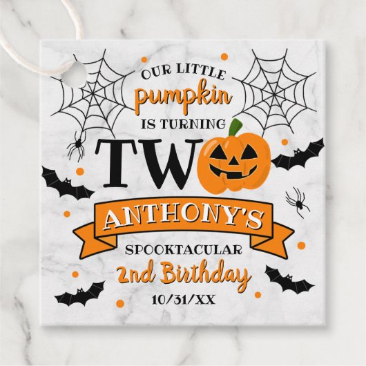 Étiquettes Cadeau Petit Citrouille à deux heures d'Halloween 2e anni (Devant)
