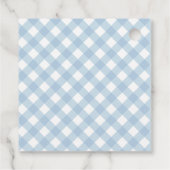 Étiquettes Cadeau Petit Citrouille Pastel Blue plaid premier anniver (Dos)