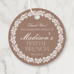 Étiquettes Cadeau Petit déjeuner de mariage Mocha Brown Talavera Fie