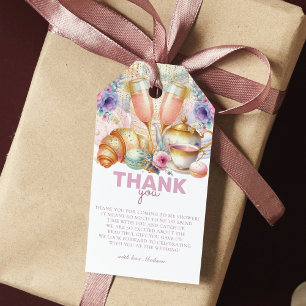 Étiquettes-cadeau Petit-déjeuner de mariage rose pastel paillettes o