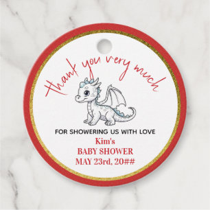 Étiquettes Cadeau Petit Dragon Mignonne Sur Le Chemin Baby shower Ro