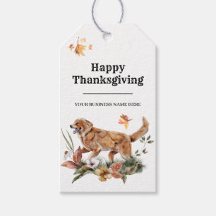 Étiquettes-cadeau Petit entreprise Thanksgiving Mignon floral Chien