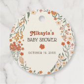 Étiquettes Cadeau Petit Fleur sauvage Automne Rustique Boho Baby sho (Dos)