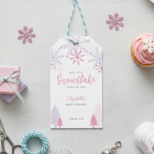 Étiquettes-cadeau Petit Flocon de neige sur le chemin Baby shower hi