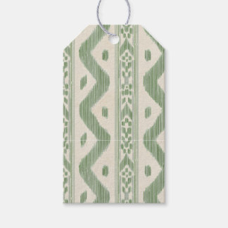 Étiquettes-cadeau Petit ikat vert sur fond crème à petite échelle