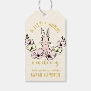 Étiquettes-cadeau Petit Lapin Baby shower Fleur Jaune