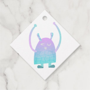 Étiquettes Cadeau Petit Monstre Bleu