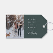 Étiquettes-cadeau Petit Noël Forêt Scandinave Photo verte (Devant (Horizontal))