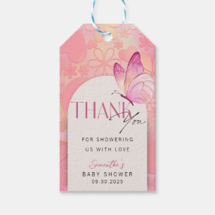 Étiquettes-cadeau Petit papillon sur le chemin Baby shower Merci