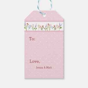 Étiquettes-cadeau Petit point rose Fleur sauvage