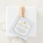 Étiquettes Cadeau Petit Prince Bleu Damas Gold Merci Couronne (En situation)