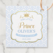 Étiquettes Cadeau Petit Prince Bleu Damas Gold Merci Couronne (Dos)