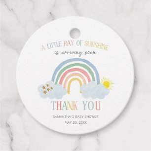 Étiquettes Cadeau Petit Rayon de Soleil Baby Shower Arc-en-Ciel