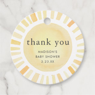 Étiquettes Cadeau Petit Rayon De Soleil Boho Baby shower Jaune Solei
