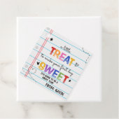 Étiquettes Cadeau Petit traitement pour faire le premier jour Carré  (En situation)