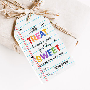 Étiquettes-cadeau Petit traitement pour faire le premier jour Sweet 
