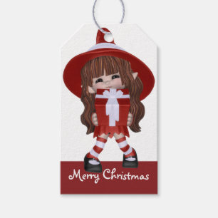 Étiquettes-cadeau Petite Brunette d2 Sorcière de Noël -