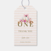 Étiquettes-cadeau Petite Citrouille Bow Roses 1er Anniversaire Éléga (Devant)