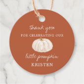Étiquettes Cadeau Petite Citrouille Earthy Fall Baby shower Favorise (Devant)