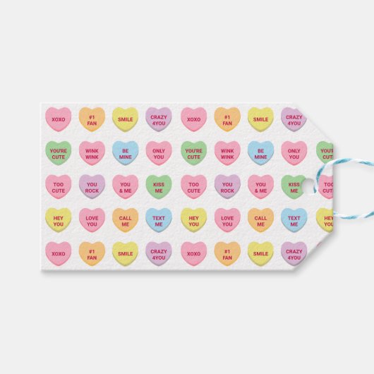 Étiquettes-cadeau Petite conversation pastel coeurs Saint Valentin (Devant (Horizontal))