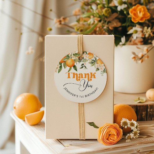 Étiquettes Cadeau Petite cutie agrumes oranges anniversaire merci