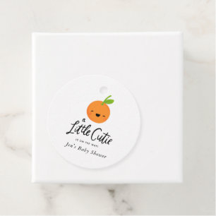 Étiquettes Cadeau Petite Cutie Baby shower main Lettré Cutie Orang