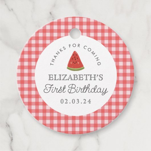Étiquettes Cadeau Petite douce pastèque Premier anniversaire (Devant)