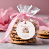 Étiquettes Cadeau Petite fille Citrouille Baby shower rose Merci