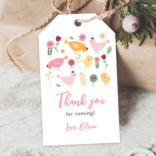 Étiquettes-cadeau Petite Fille De Poulets Ferme Pâques Poulet Annive