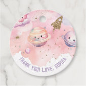 Étiquettes Cadeau Petite fille Space Planètes et étoiles merci (Devant)