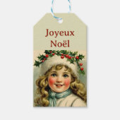 Étiquettes-cadeau Petite fille vintage avec mistletoe (Devant)