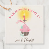 Étiquettes Cadeau Petite Miss Pink Cupcake Fille 1er anniversaire (Devant)