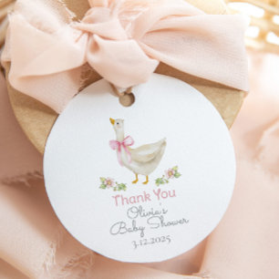 Étiquettes Cadeau Petite Oie Rose Bébé fille Shower Merci