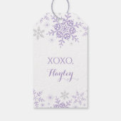 Étiquettes-cadeau Petite Parties scintillant d'argent pourpre flocon (Dos)