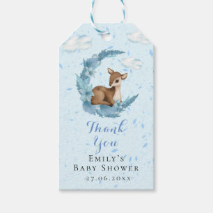 Étiquettes-cadeau Petites fleurs bleu Bambi Crescent Lune & Nuages