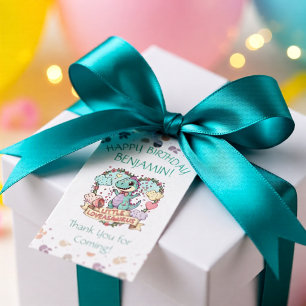 Étiquettes-cadeau Petits cœurs Dino Anniversaire Personnalisé