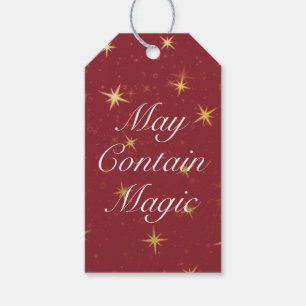 Étiquettes-cadeau Peut Contenir Magic Red & Faux Gold Foil Stars