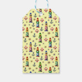 Étiquettes-cadeau Phare de Noël Jaune Nautique (Dos)