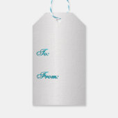 Étiquettes-cadeau Phoenix bleu turquoise avec texte sur argent (Dos)