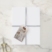 Étiquettes-cadeau Photo, Black Script Overlay, Mariage Enregistrer l (Avec de la ficelle)