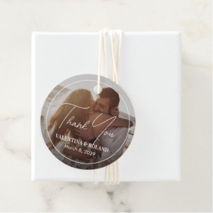 Étiquettes Cadeau Photo chic en noir et blanc Mariage moderne
