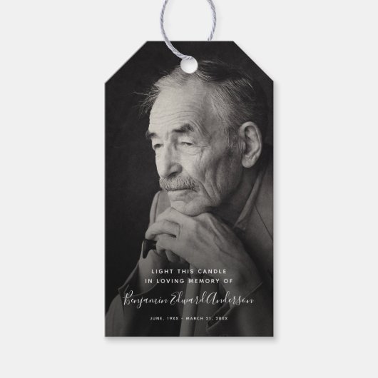 Étiquettes-cadeau Photo commémorative Bougie Funeral Keepsaké (Devant)