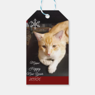 Étiquettes-cadeau Photo de chat roux personnalisable avec texte
