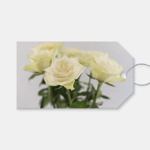 Étiquettes-cadeau Photo de fleurs de rose blanche jolie Mariage Merc