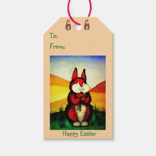 Étiquettes-cadeau photo de lapin mignon lapin souriant (Devant)