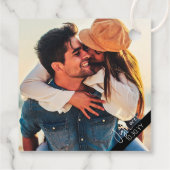 Étiquettes Cadeau Photo de Mariage Décontracté noir et blanc (Dos)