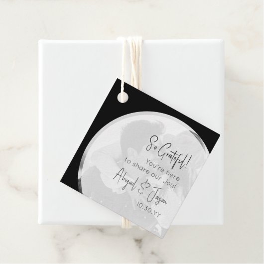 Étiquettes Cadeau Photo de Mariage Décontracté noir et blanc (En situation)